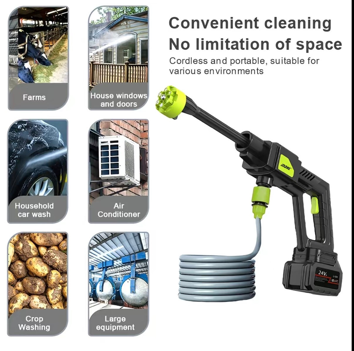 Cordless Pressure Portable Washer for Car, Home Cleaning & Garden Watering