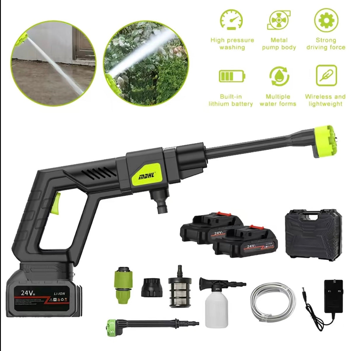 Cordless Pressure Portable Washer for Car, Home Cleaning & Garden Watering